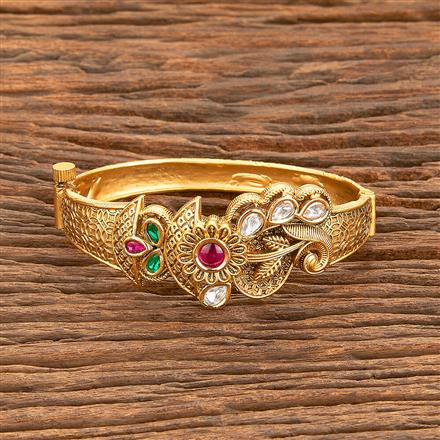 Kundan Openable Kada With Matte Gold Plating