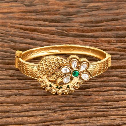 Kundan Openable Kada With Matte Gold Plating