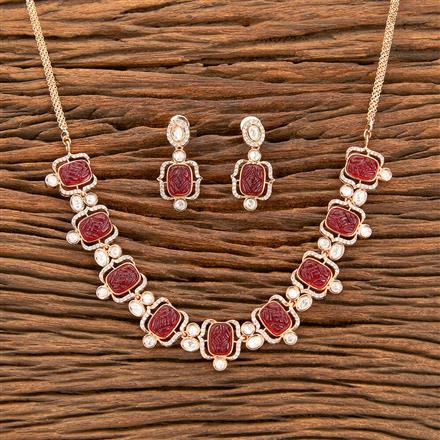 Kundan Classic Necklace With Rose Gold Plating