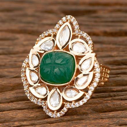 Kundan Adjustable Ring With Rose Gold Plating