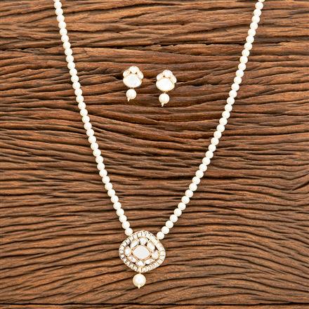 Kundan Pearl Pendant Set With Gold Black Plating