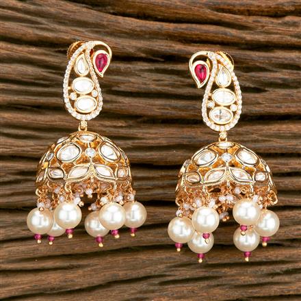 Kundan Moti Jhumki With Gold Plating