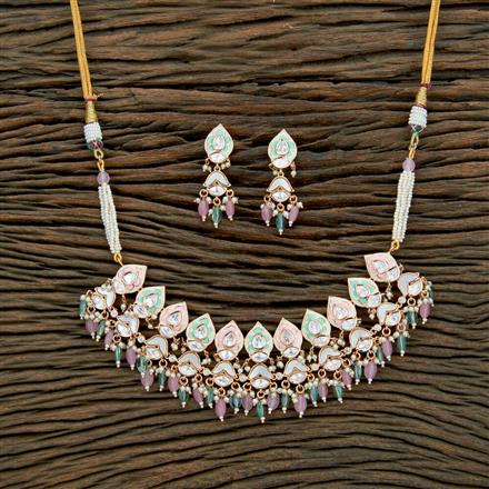 Kundan Moti Necklace With Rose Gold Plating