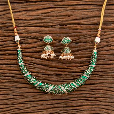 Kundan Meenakari Necklace With Rose Gold Plating