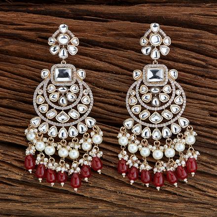 Kundan Moti Earring With Rose Gold Plating