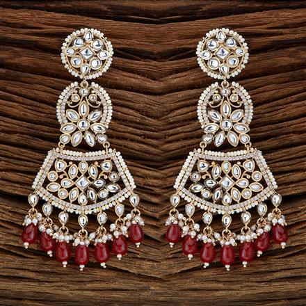 Kundan Long Earring With Rose Gold Plating