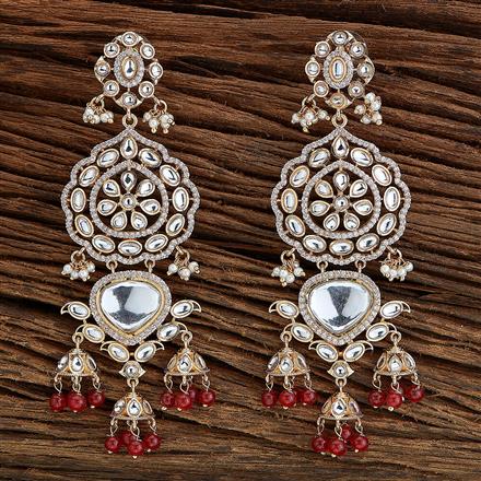 Kundan Long Earring With Rose Gold Plating