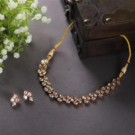 Kundan Classic Necklace With Rose Gold Plating