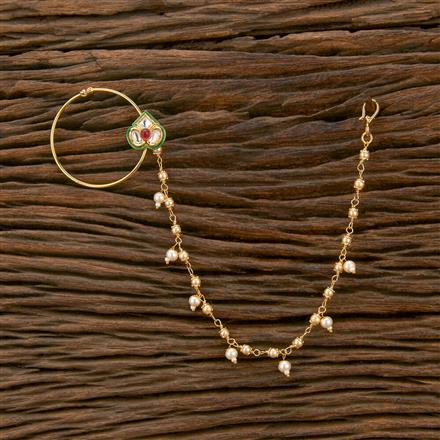 Kundan Pressing Nose Ring With Gold Plating
