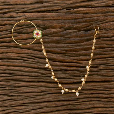 Kundan Pressing Nose Ring With Gold Plating