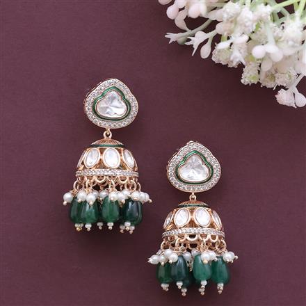 Kundan Jhumki With Rose Gold Plating