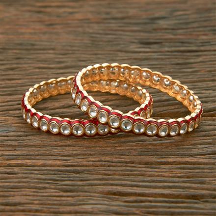 Kundan Meenakari Bangles With Rose Gold Plating