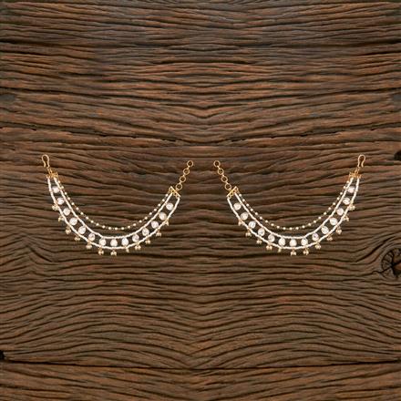 Kundan Pearl Ear Chain With Gold Plating