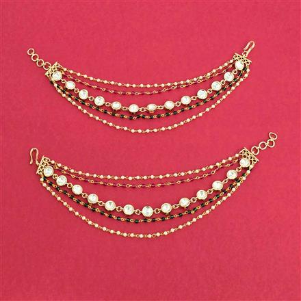Kundan Pearl Ear Chain With Gold Plating