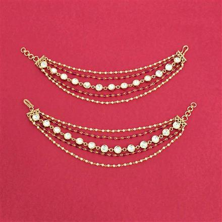 Kundan Pearl Ear Chain With Gold Plating