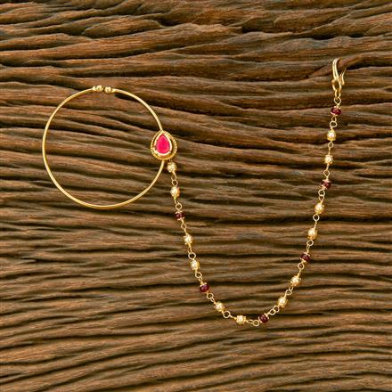 Kundan Classic Nose Ring With Gold Plating