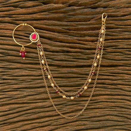 Kundan Pressing Nose Ring With Gold Plating