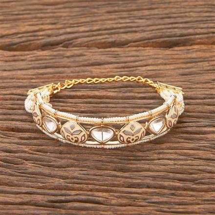 Kundan Adjustable Bracelet With Gold Plating