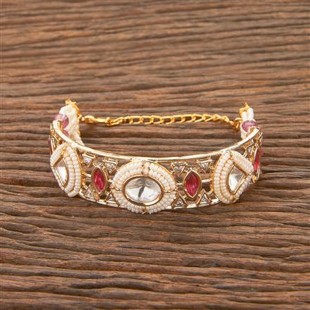 Kundan Adjustable Bracelet With Gold Plating