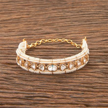 Kundan Adjustable Bracelet With Gold Plating
