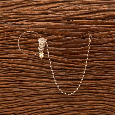 Kundan Pressing Nose Ring With Rose Gold Plating