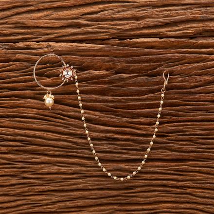 Kundan Pearl Nose Ring With Gold Plating