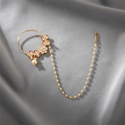Kundan Pressing Nose Ring With Rose Gold Plating