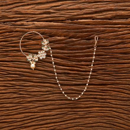 Kundan Pressing Nose Ring With Rose Gold Plating