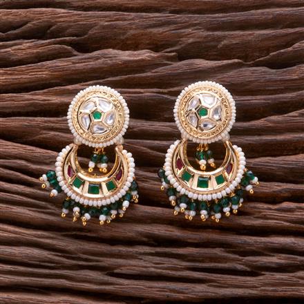 Kundan Chand Earring With Gold Plating