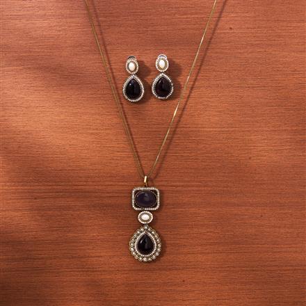 Kundan Chain Pendant Set With Victorian Plating