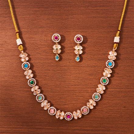 Kundan Classic Necklace With Rose Gold Plating
