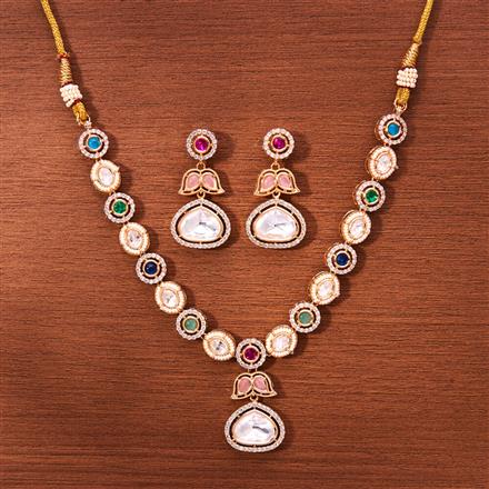 Kundan Classic Necklace With Rose Gold Plating