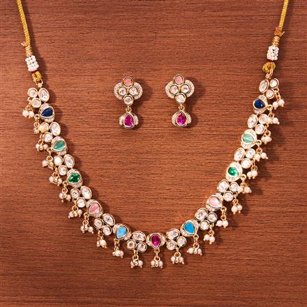 Kundan Classic Necklace With Rose Gold Plating