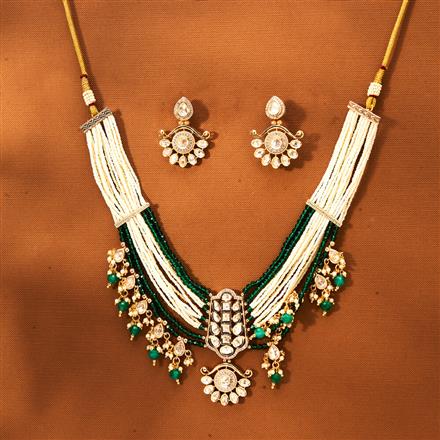 Kundan Pearl Necklace With Rose Gold Plating