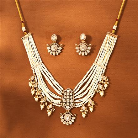 Kundan Pearl Necklace With Rose Gold Plating