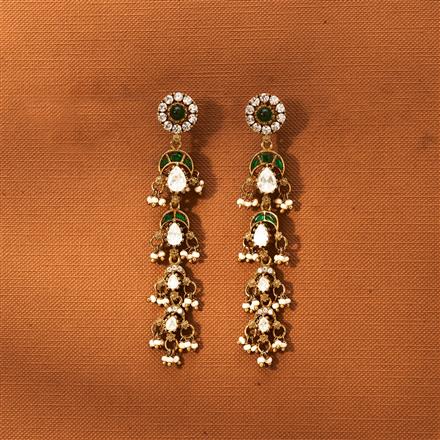 Kundan Long Earring With Victorian Plating