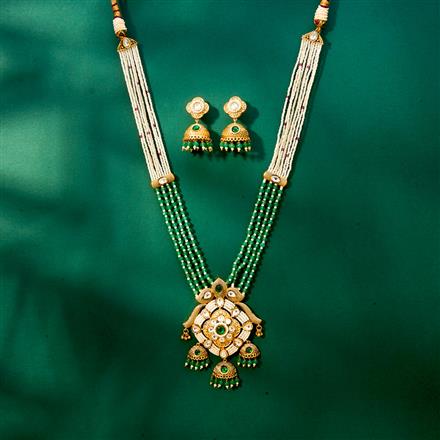 Kundan Mala Pendant Set With Matte Gold Plating