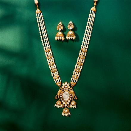 Kundan Peacock Pendant Set With Matte Gold Plating