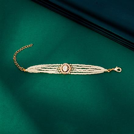 Kundan Adjustable Bracelet With Gold Plating