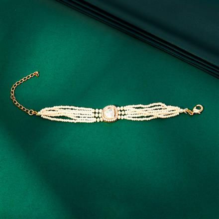 Kundan Adjustable Bracelet With Gold Plating