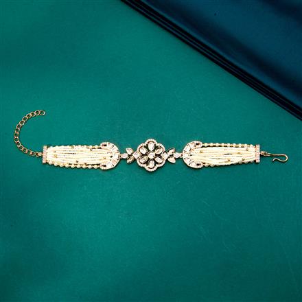 Kundan Adjustable Bracelet With Rose Gold Plating