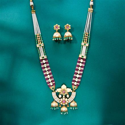 Kundan Mala Pendant Set With Matte Gold Plating