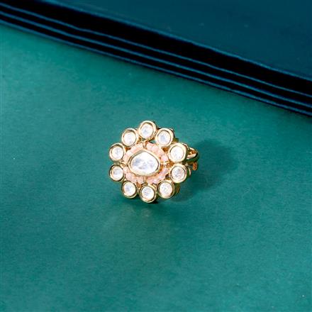 Kundan Adjustable Ring With Gold Plating