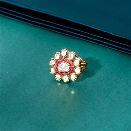 Kundan Adjustable Ring With Gold Plating