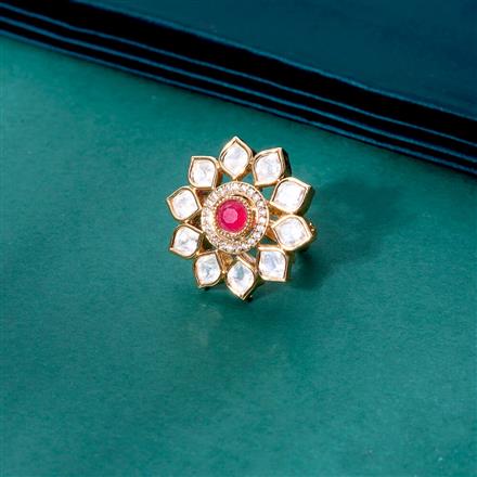 Kundan Adjustable Ring With Gold Plating