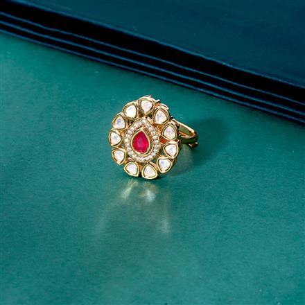 Kundan Adjustable Ring With Gold Plating