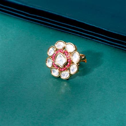 Kundan Adjustable Ring With Gold Plating