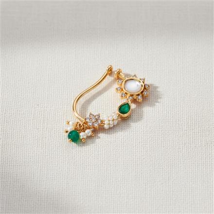 Kundan Pressing Nose Ring With Rose Gold Plating