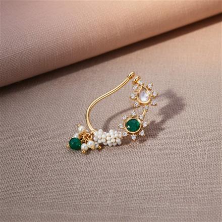 Kundan Pressing Nose Ring With Rose Gold Plating