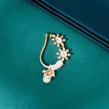 Kundan Pressing Nose Ring With Rose Gold Plating